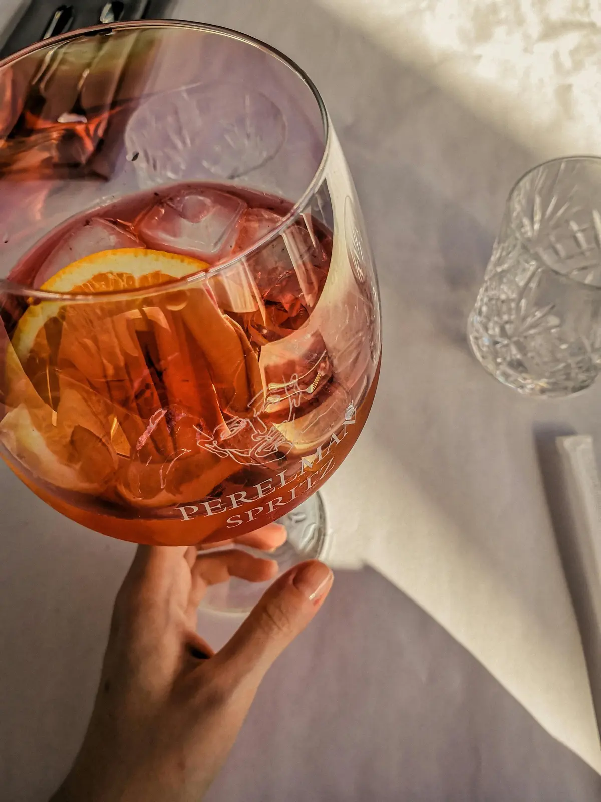 An aperitivo glass on a table